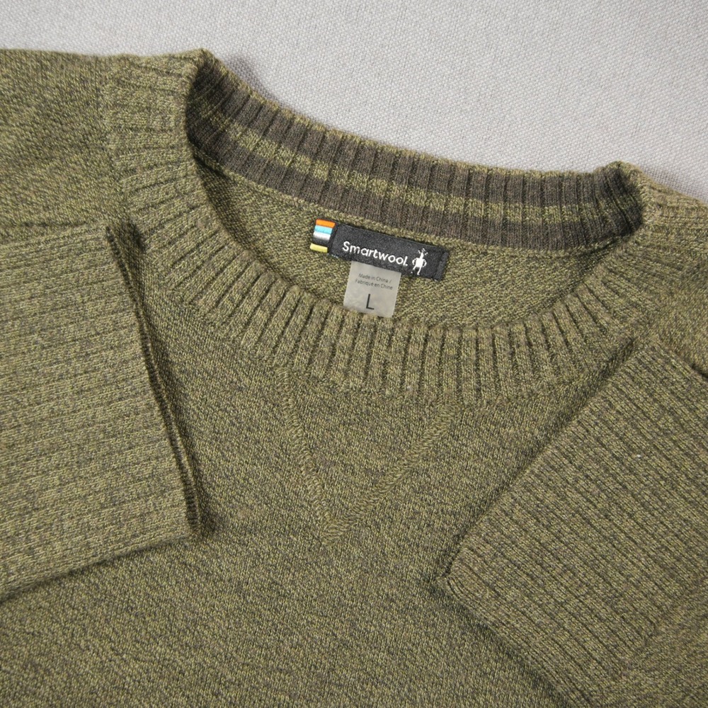 Smartwool Sparwood Merino Wool Blend Crewneck Men Sweater L SW016426 Green